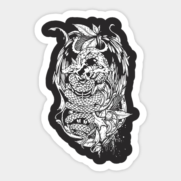 Snake Dragon (white) Sticker by fatline